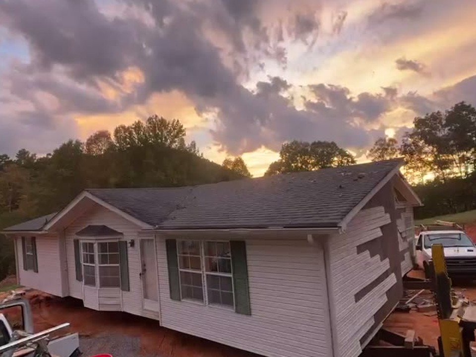 A double-wide we set, at sunset